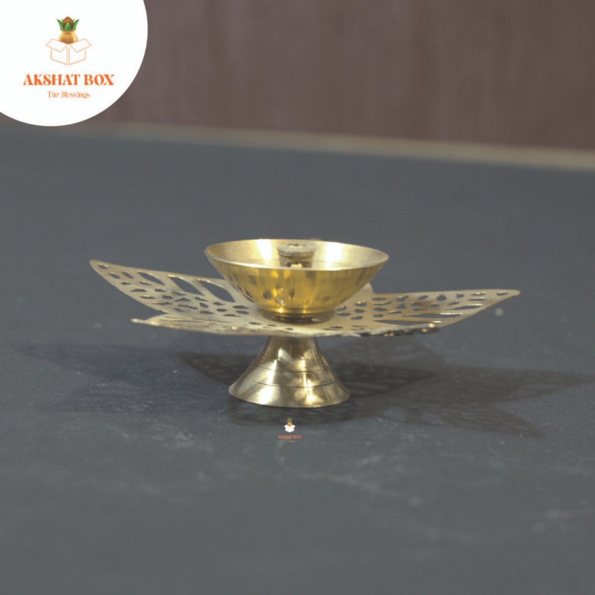 Jali Brass Diya Leaf Design - Image 3
