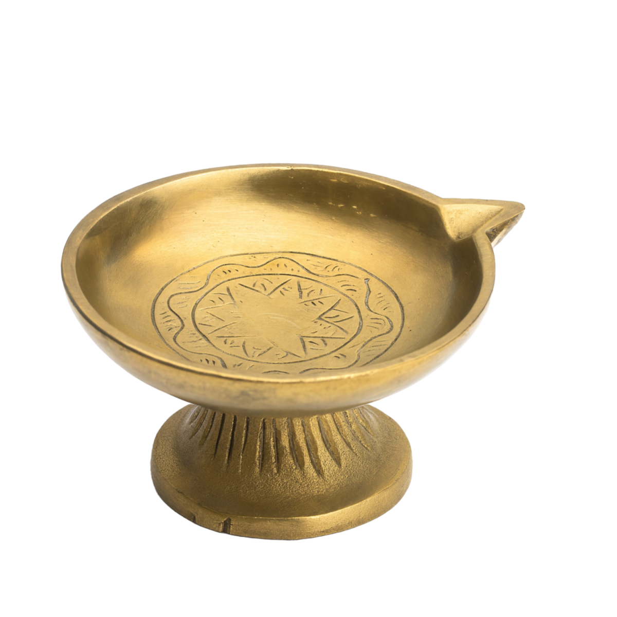 Brass Diya with Round Base wide oil lamp pooja - Image 2