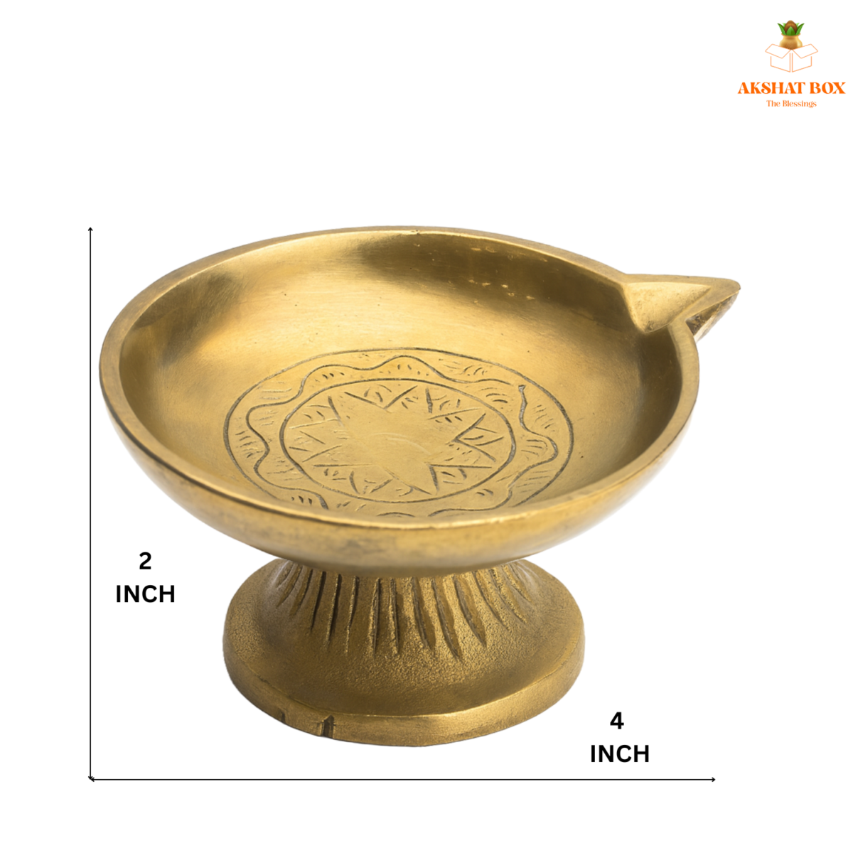 Brass Diya with Round Base wide oil lamp pooja - Image 4