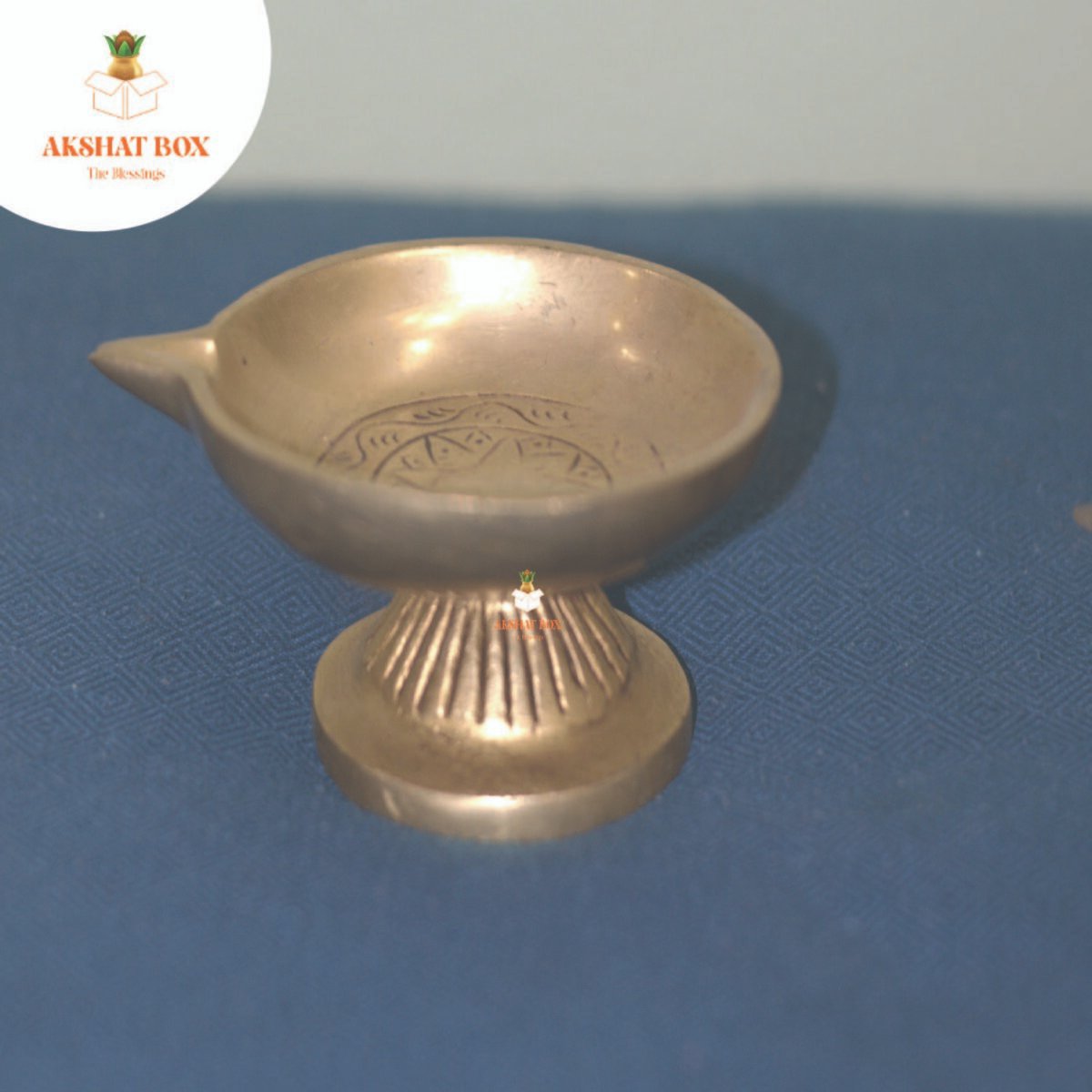 Brass Diya with Round Base wide oil lamp pooja - Image 4