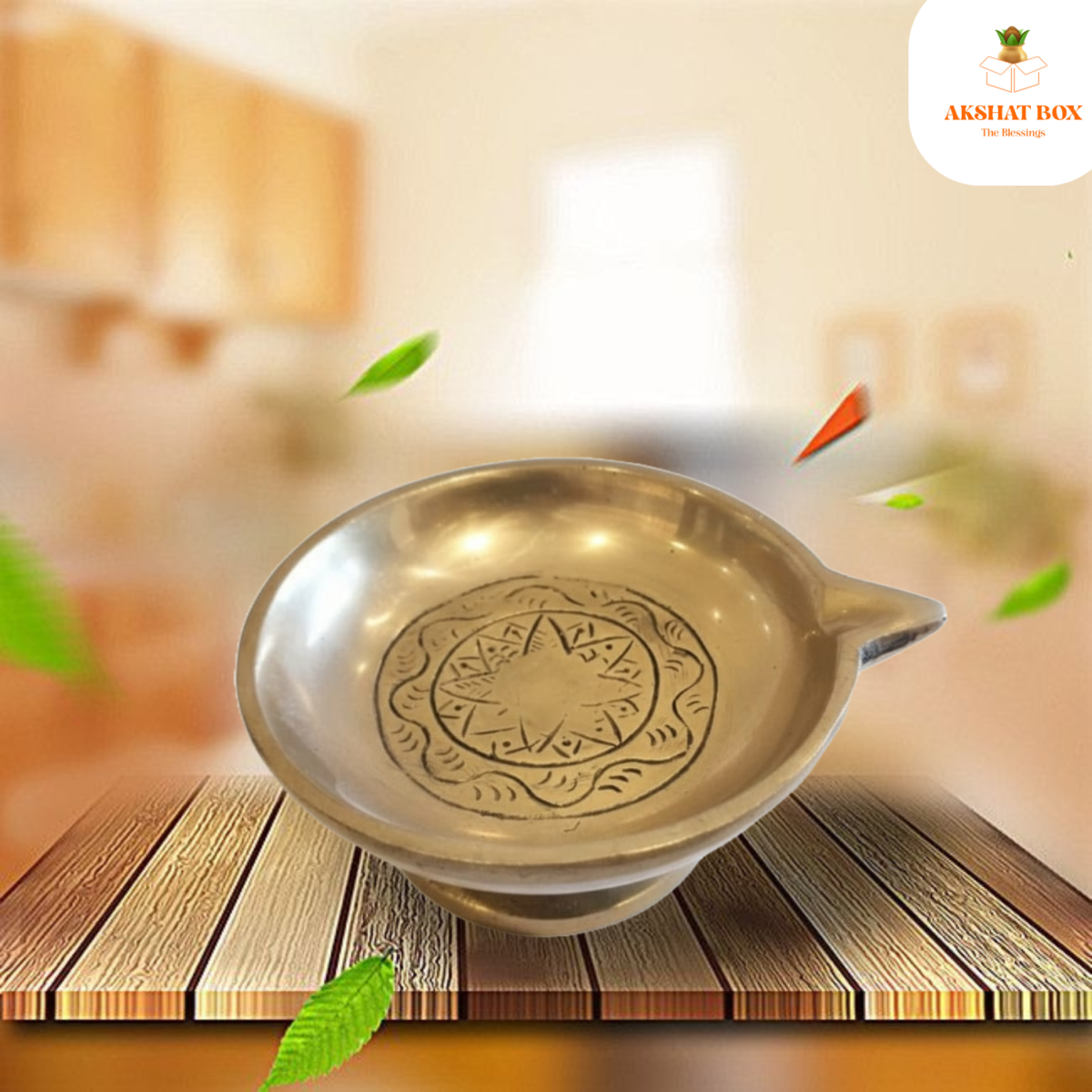 Brass Diya with Round Base wide oil lamp pooja - Image 5