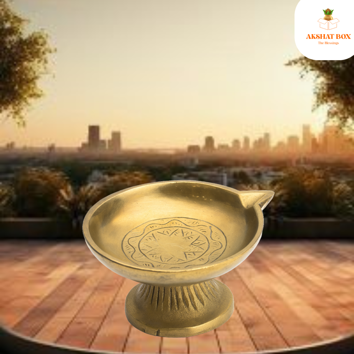 Brass Diya with Round Base wide oil lamp pooja - Image 6