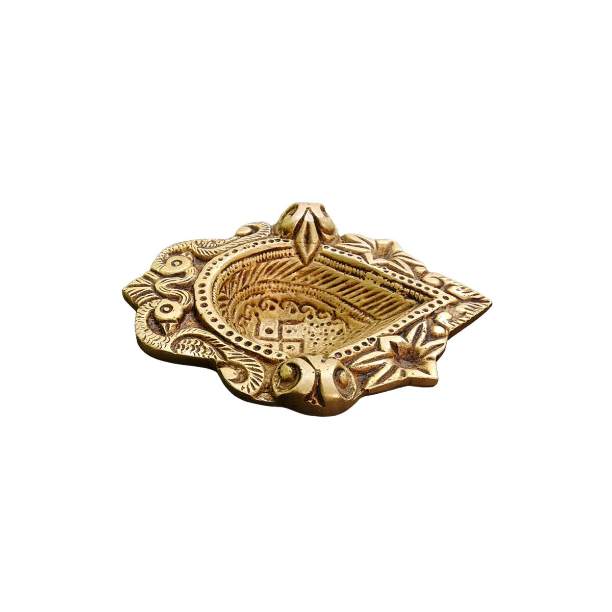 Diwali Diya Brass Heavy Engraved Swastik Inside Diya - Image 5
