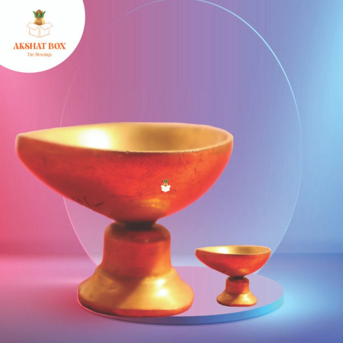 Brass Deepam Plain Design with Stand - Image 5