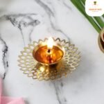 Jali Brass Diya Rangoli Design