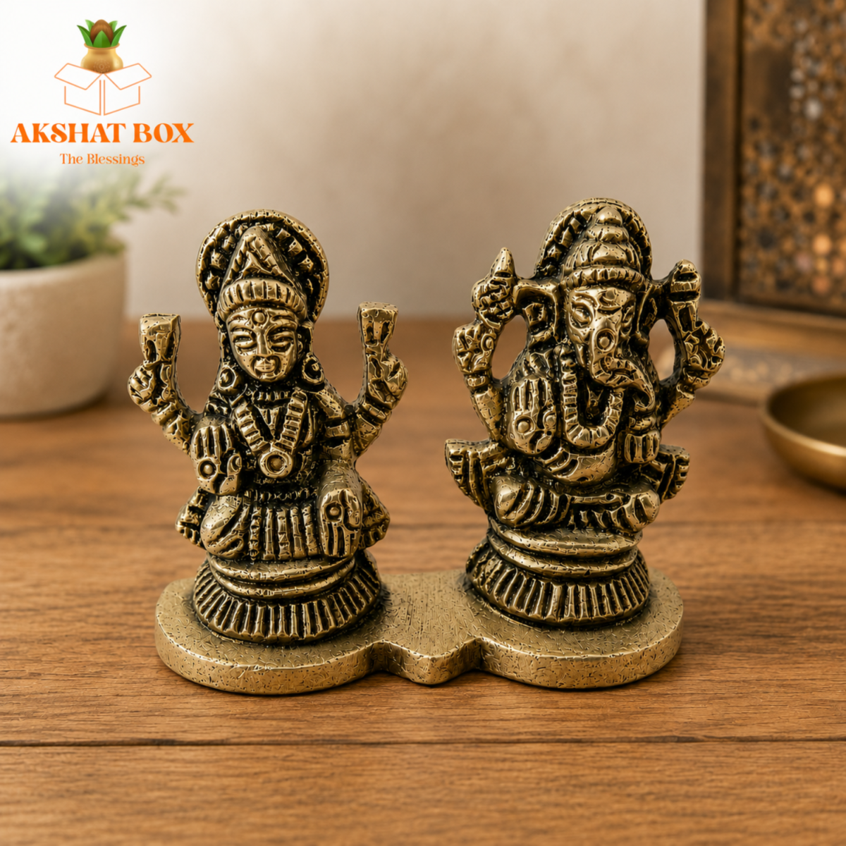 Brass Mini Ganesha  laxmi pair - Image 5