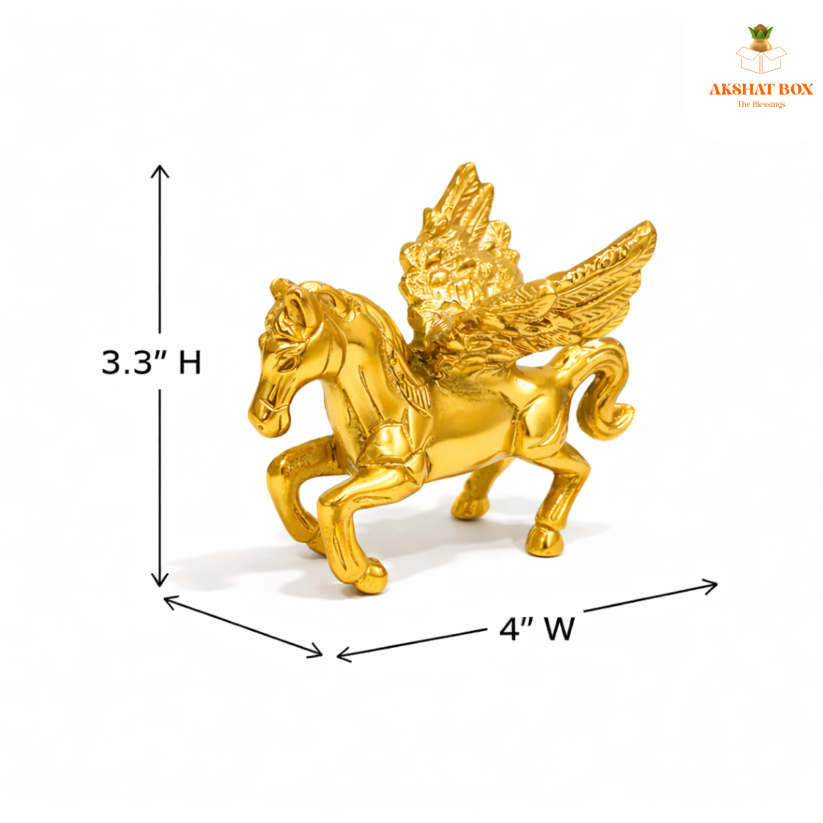 Brass Golden Flying Horse With Wings Decorative - Image 3