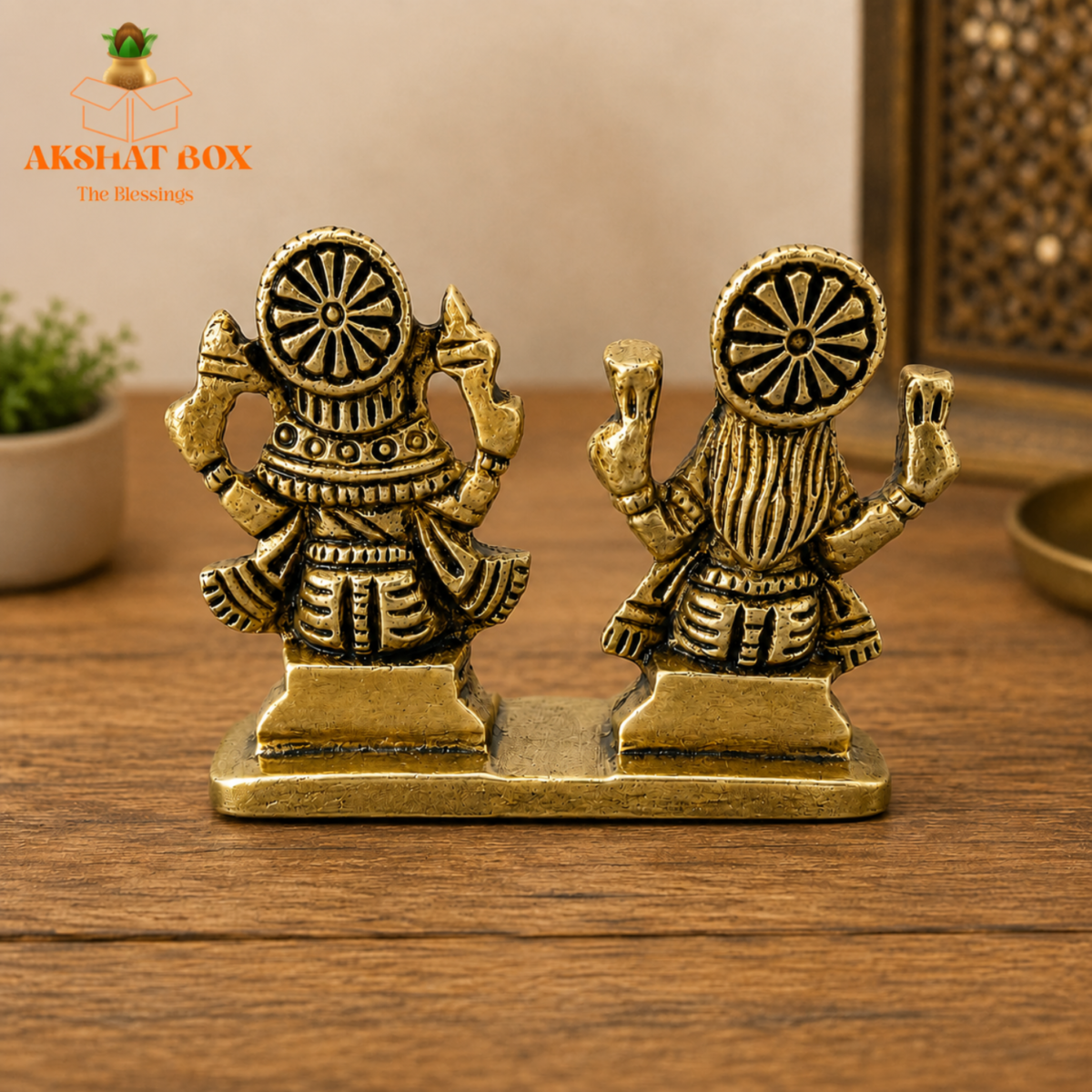 Brass Mini Ganesha  laxmi pair - Image 6
