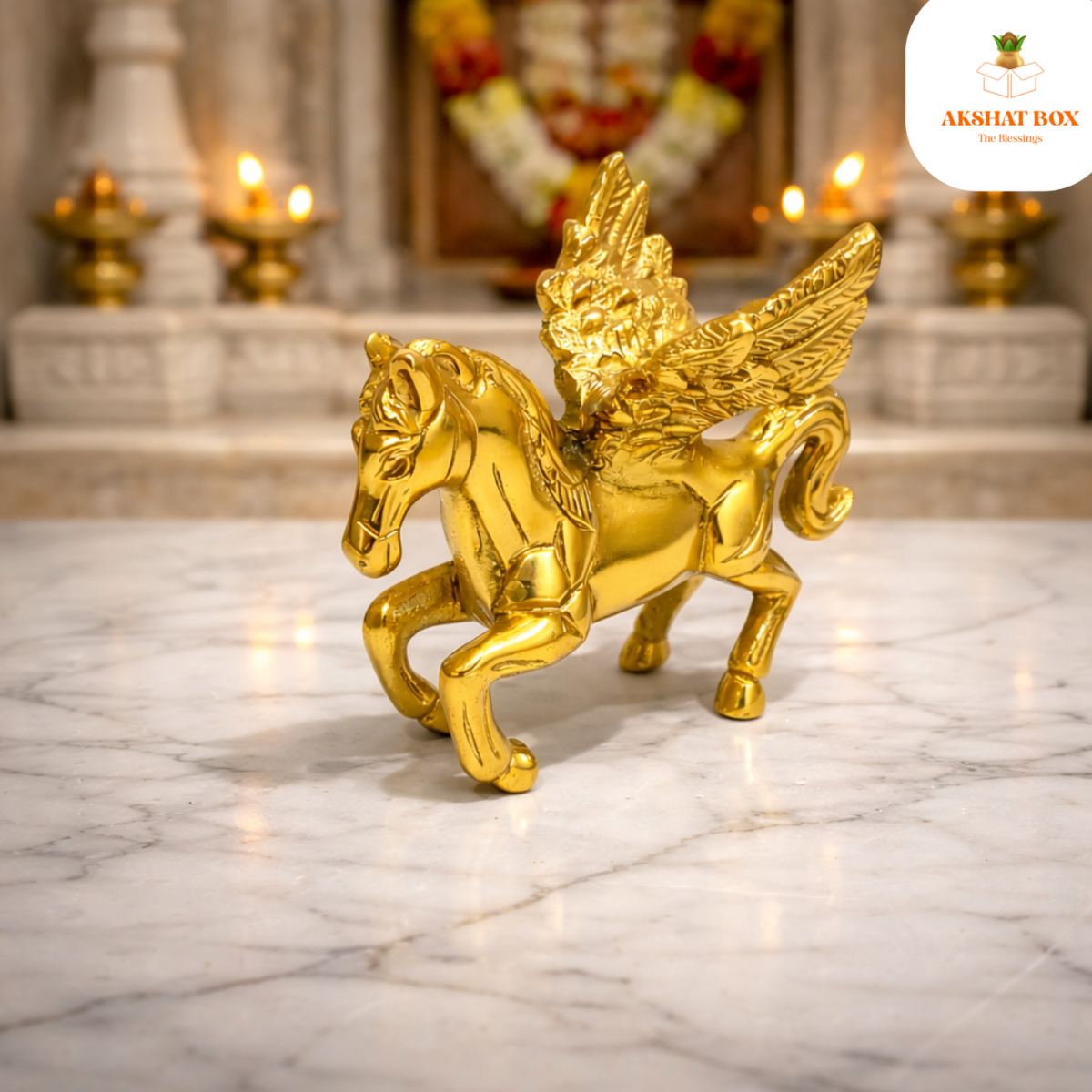 Brass Golden Flying Horse With Wings Decorative - Image 7