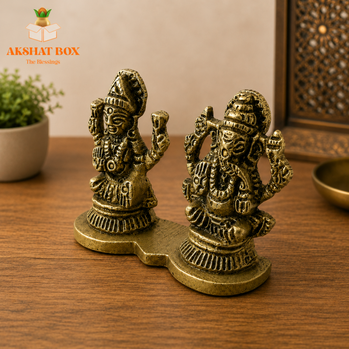 Brass Mini Ganesha  laxmi pair - Image 7