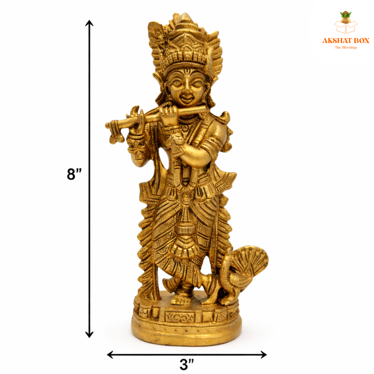 BRASS Lord Krishna Idol / Brass Krishna Idols Showpiece Flute Playing Krishna  Decorative Figurine for Home Temple Office Table Top - Image 2