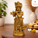 BRASS Lord Krishna Idol / Brass Krishna Idols Showpiece Flute Playing Krishna  Decorative Figurine for Home Temple Office Table Top