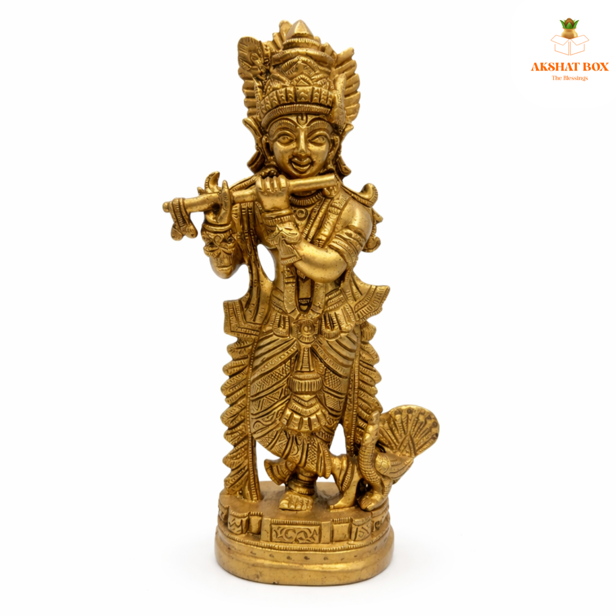 BRASS Lord Krishna Idol / Brass Krishna Idols Showpiece Flute Playing Krishna  Decorative Figurine for Home Temple Office Table Top - Image 7