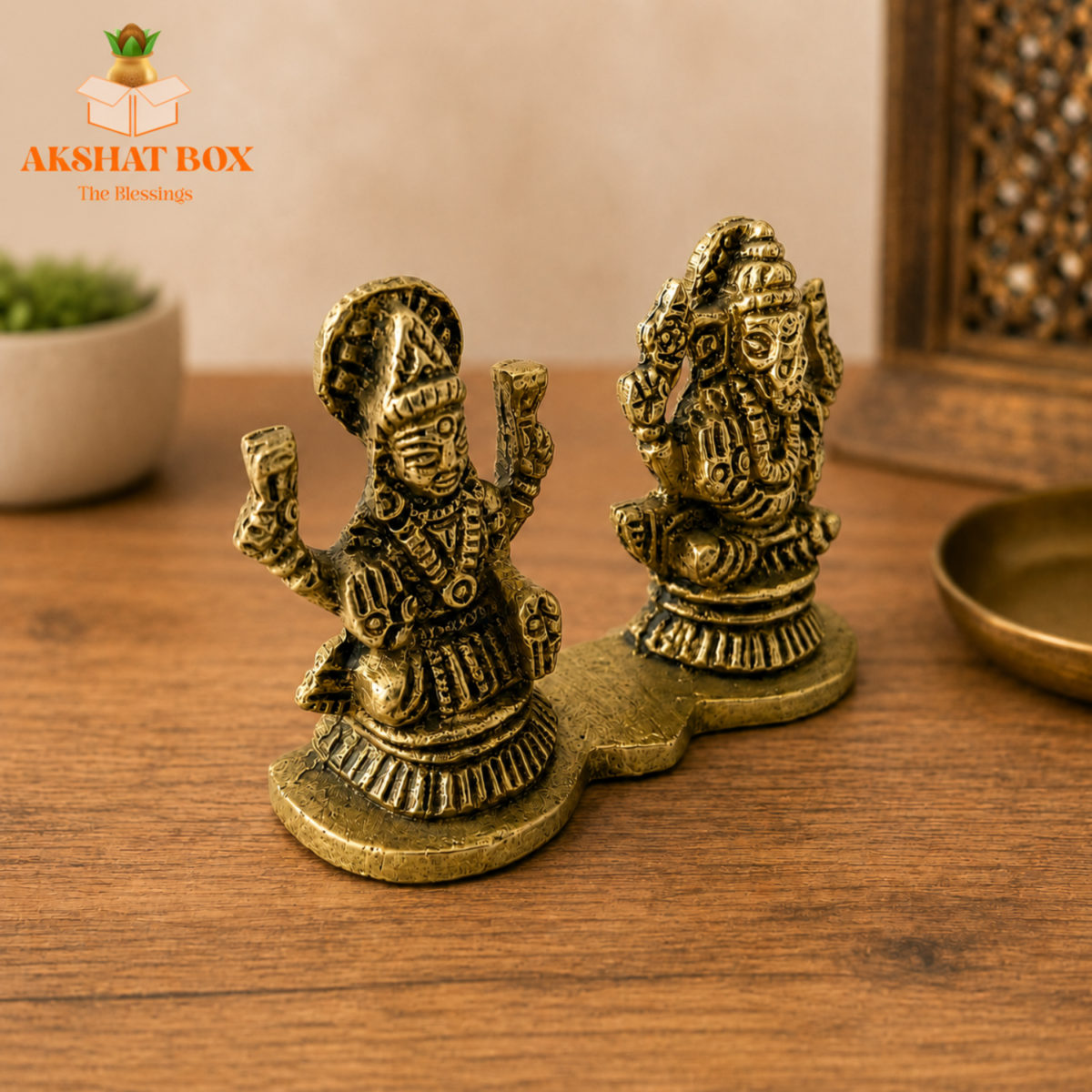 Brass Mini Ganesha  laxmi pair - Image 8