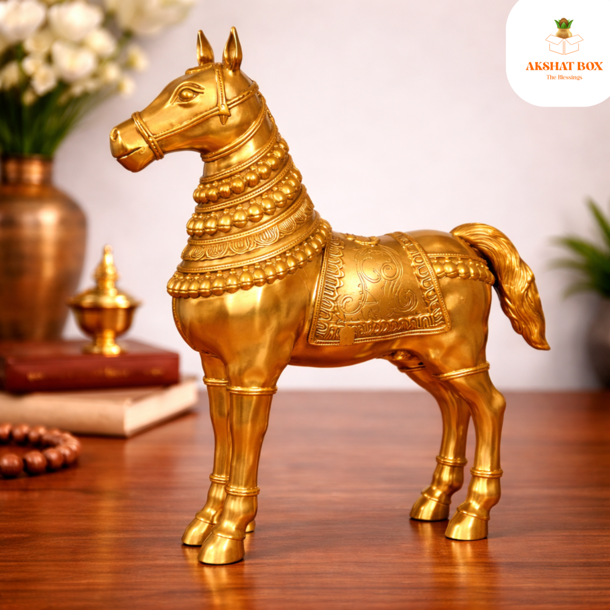BRASS VASTU  HORSE PAIR  HEIGHT-8" - Image 3