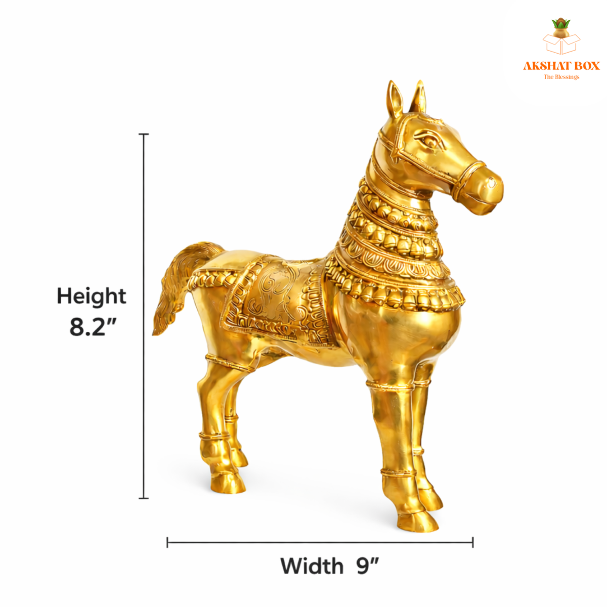 BRASS VASTU  HORSE PAIR  HEIGHT-8" - Image 2