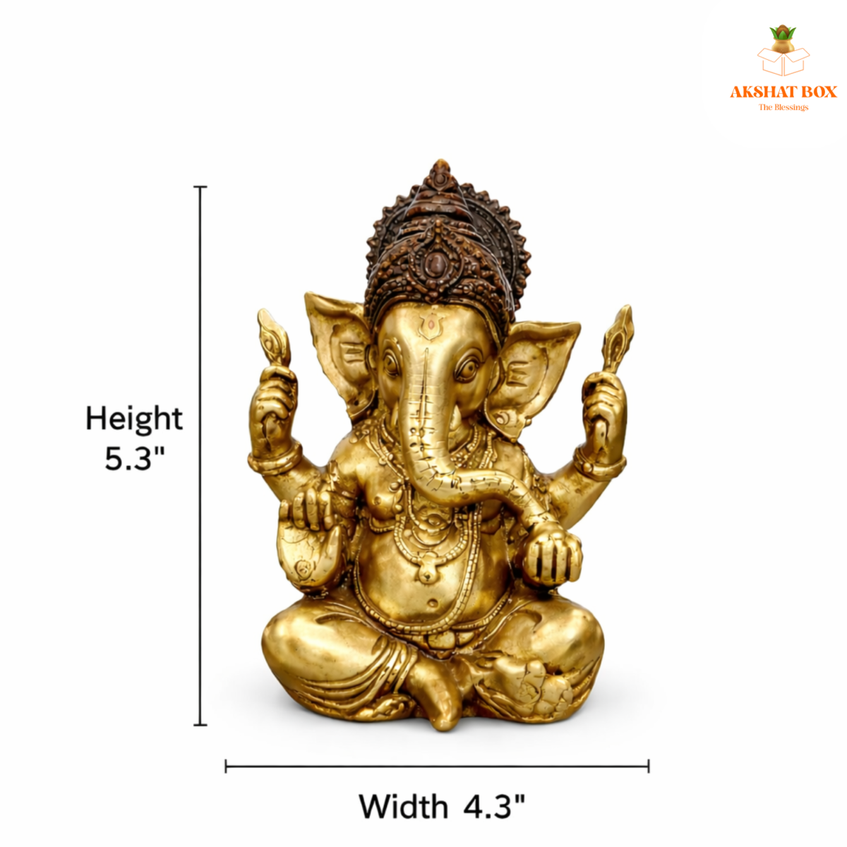 FINE POLISHED WITH ANTIQUE CROWN  GANESHA STATUE - Image 3