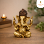 FINE POLISHED WITH ANTIQUE CROWN  GANESHA STATUE