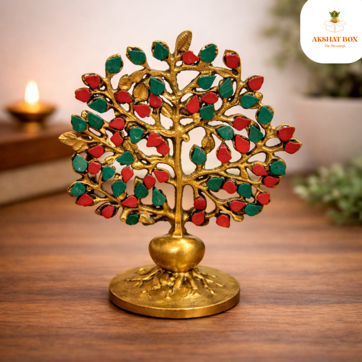 Stone Work Bodhi Tree with Diya Design - Image 2