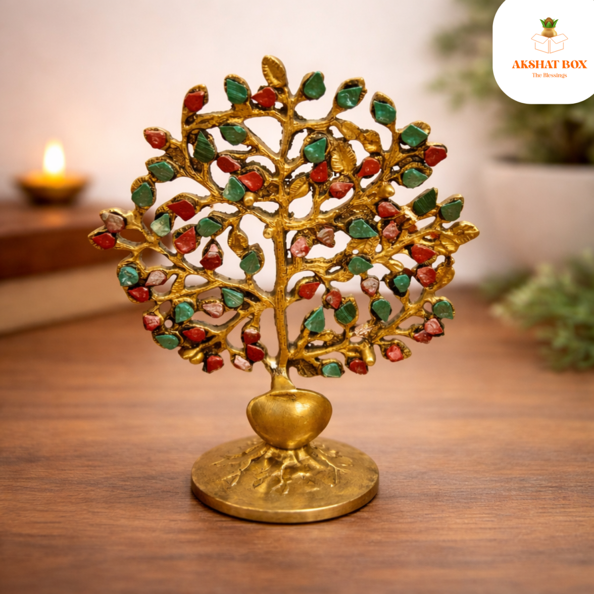 Stone Work Bodhi Tree with Diya Design - Image 4