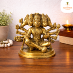 Brass Sitting Panchmukhi Hanuman Statue.