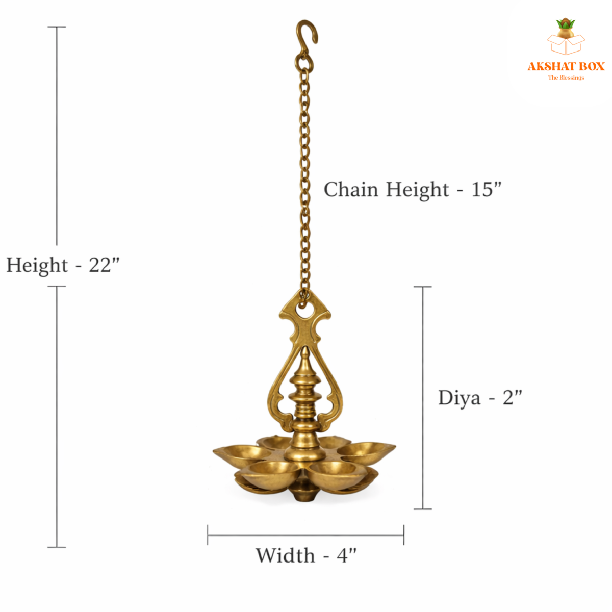 Brass  Traditional Panch Deep hanging  diya - Image 2