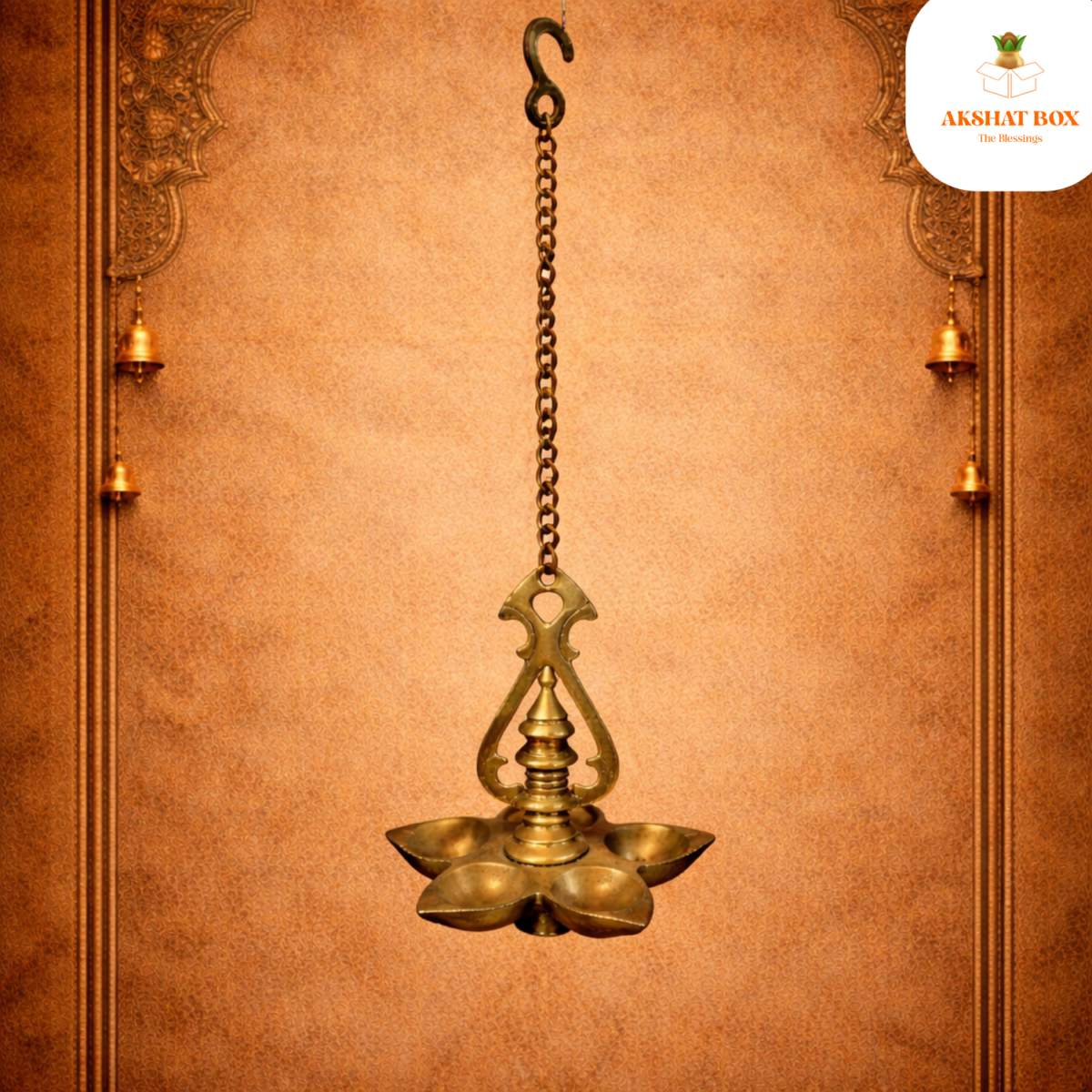 Brass  Traditional Panch Deep hanging  diya - Image 6
