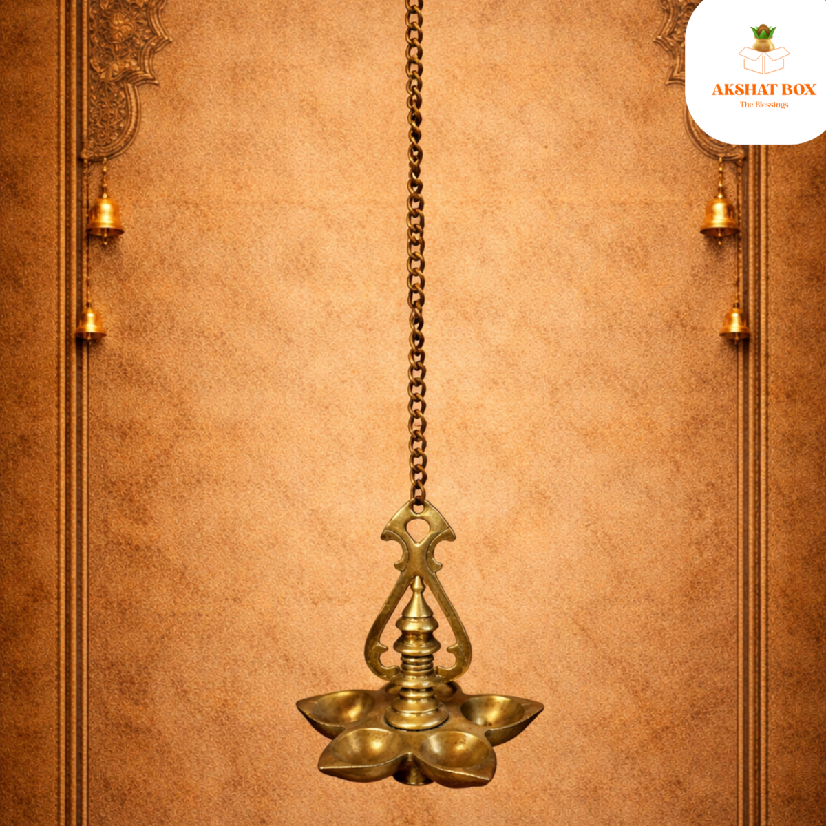 Brass  Traditional Panch Deep hanging  diya - Image 7