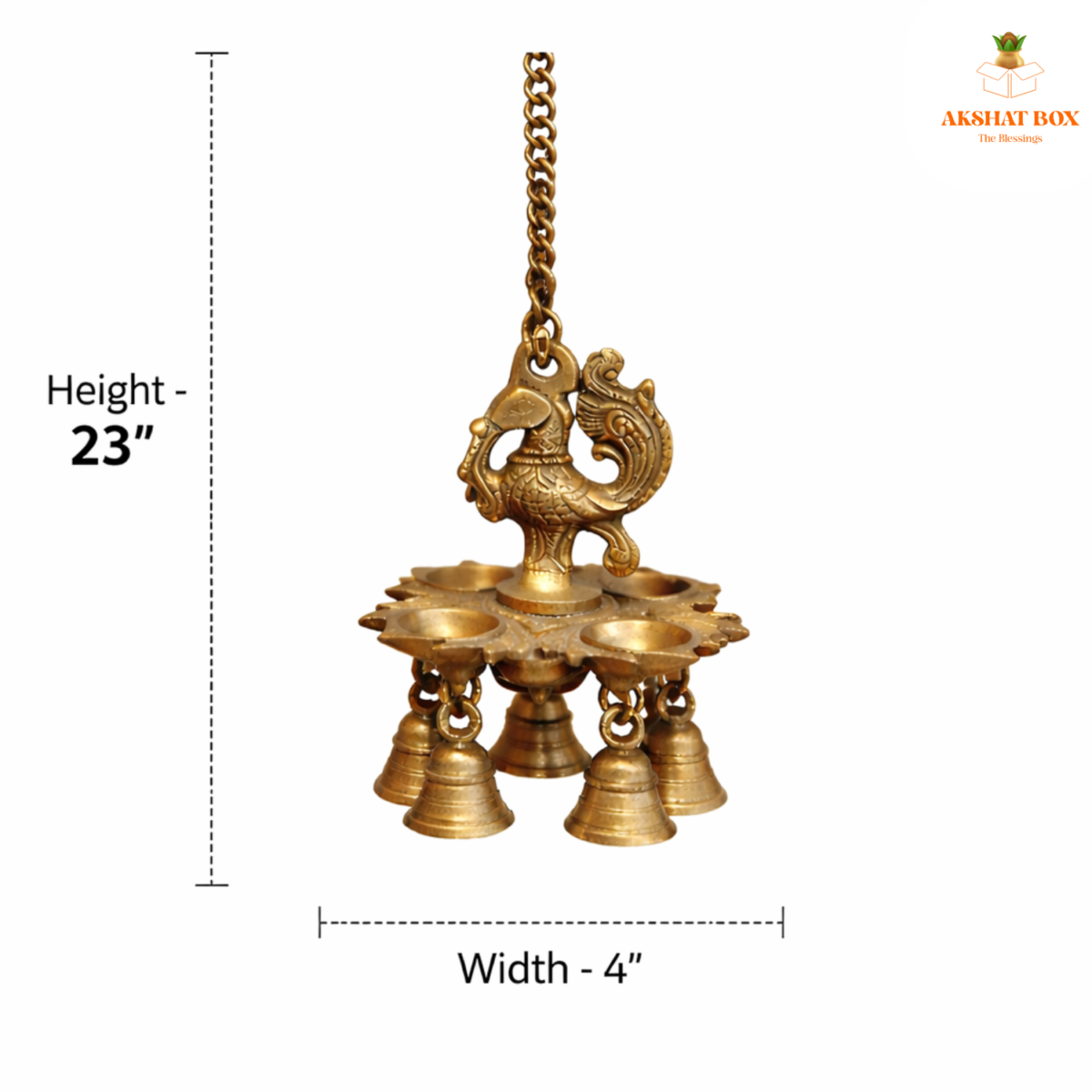 Brass chowmukhi Design diya With Chain Hanging - Image 6