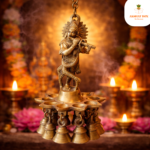 Krishna hanging diya brass with bell