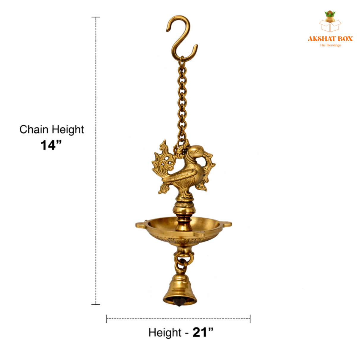 Brass Panch Deep  Design With Chain Hanging - Image 2