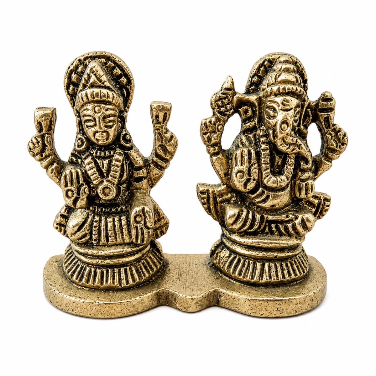 Brass Mini Ganesha  laxmi pair - Image 2