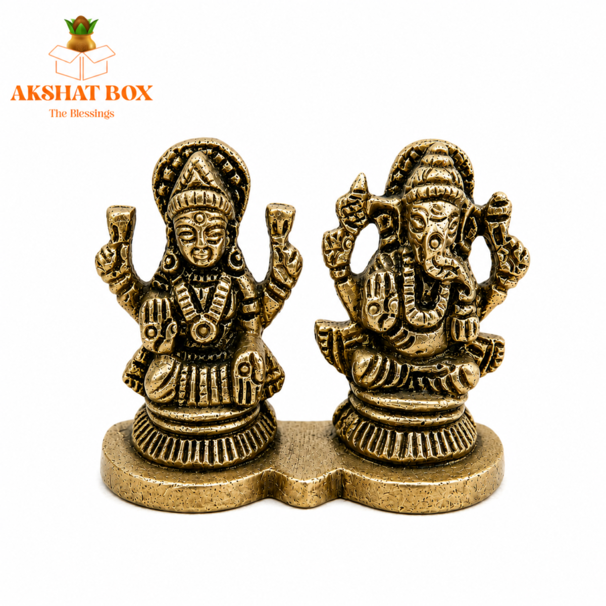 Brass Mini Ganesha  laxmi pair - Image 3