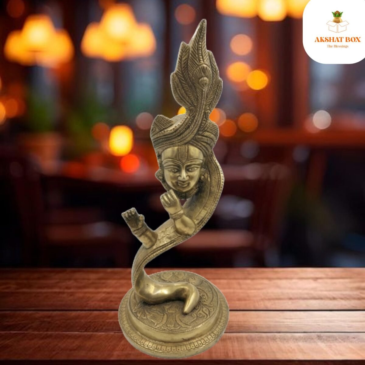 "Antique brass krishna with flute  table top Home decore" - Image 4