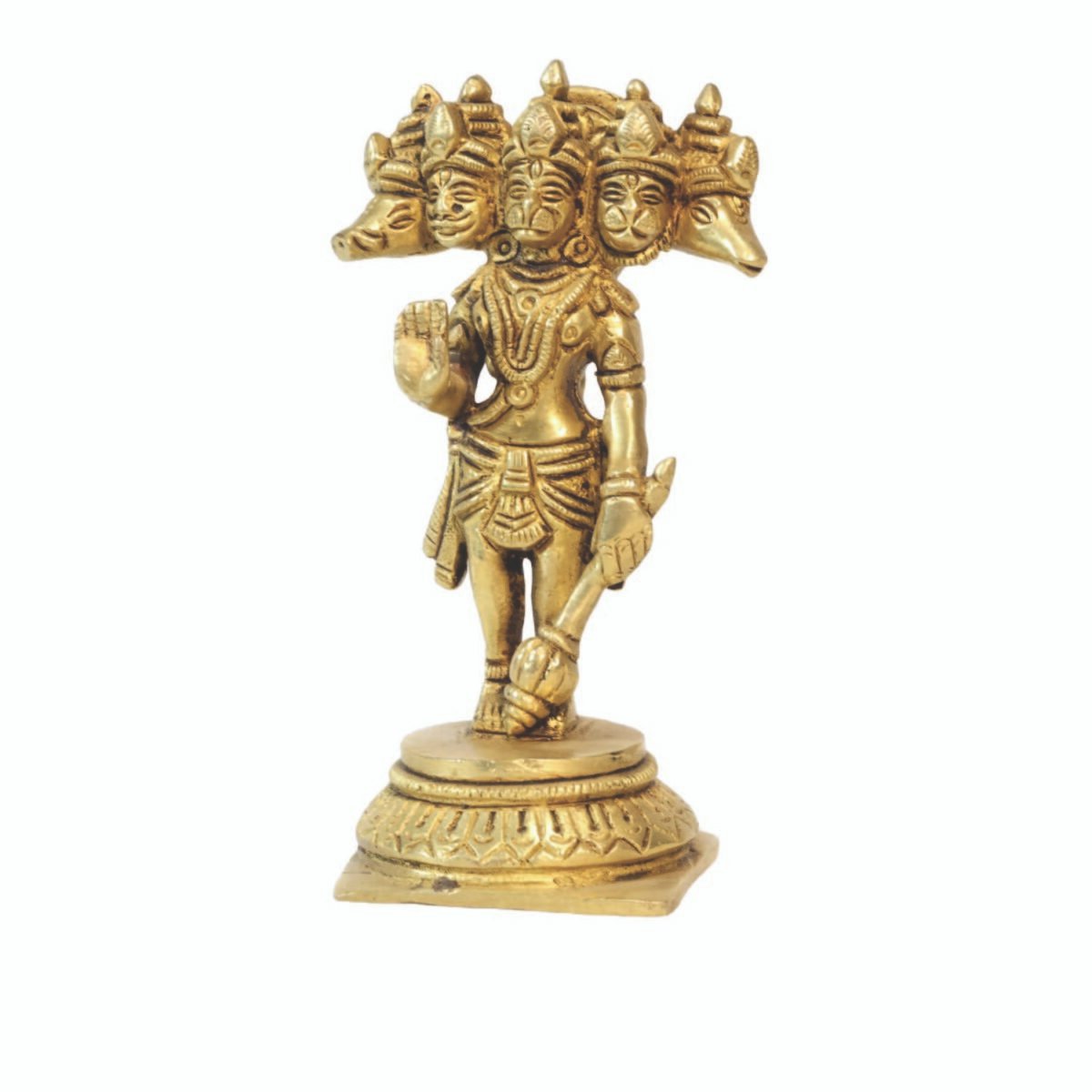 BRASS LORD PANCHMUKHI HANUMAN WITH TABLE TOP BASE H-5" - Image 2