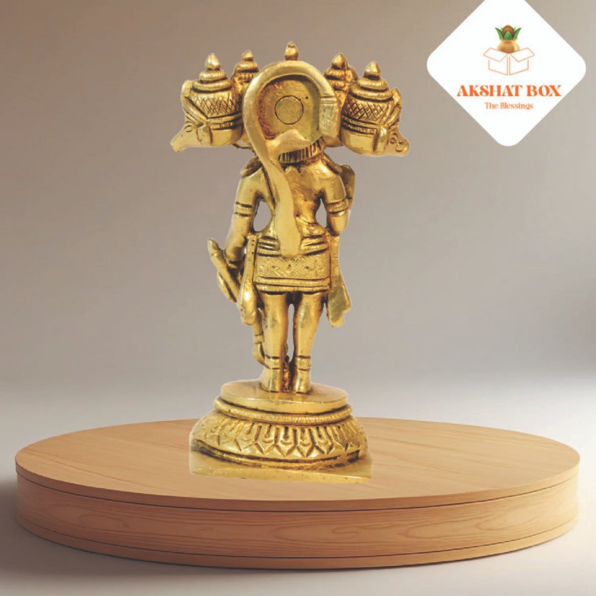 BRASS LORD PANCHMUKHI HANUMAN WITH TABLE TOP BASE H-5" - Image 5