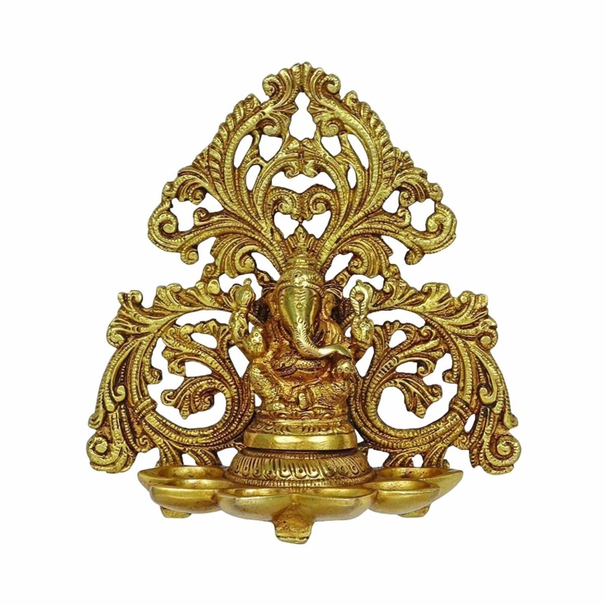 BRASS GANESHA STATUE DEEPAM WITH SIX OIL WICK - Image 5