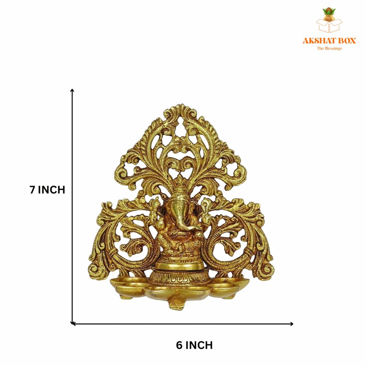 BRASS GANESHA STATUE DEEPAM WITH SIX OIL WICK - Image 4