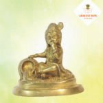 Golden Brass Bal Gopal Krishna Statue having Makhan - Image 4