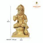 BRASS HANUMAN STATUE WITH GAADA IN SITTING POSTION (5") - Image 3