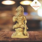 BRASS HANUMAN STATUE WITH GAADA IN SITTING POSTION (5")