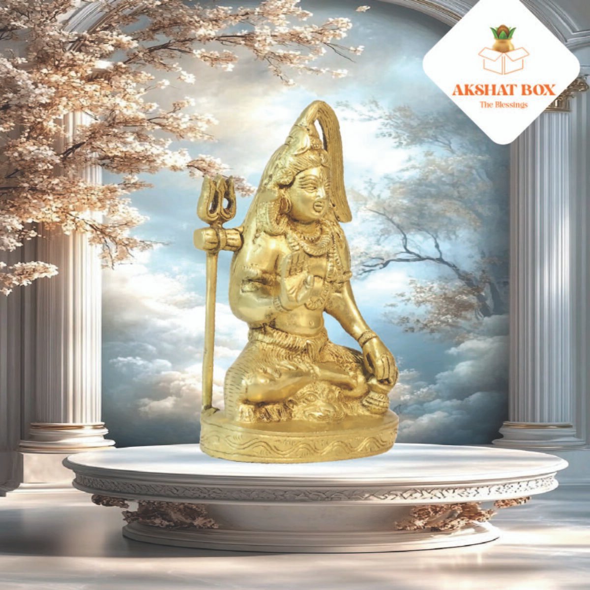 BRASS  GOLDEN FINISH SHIVA STATUE (6") - Image 6