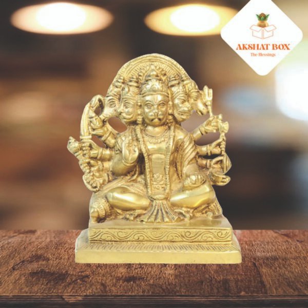 Panchmukhi Hanuman Statue Brass, 6.5" Inches, Five face Lord Hanuman idol