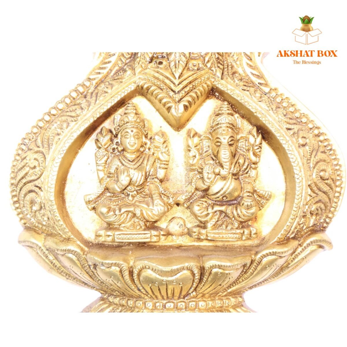 Brass kalash WallHanging Engraved with Laxmi Ganesha - Image 7