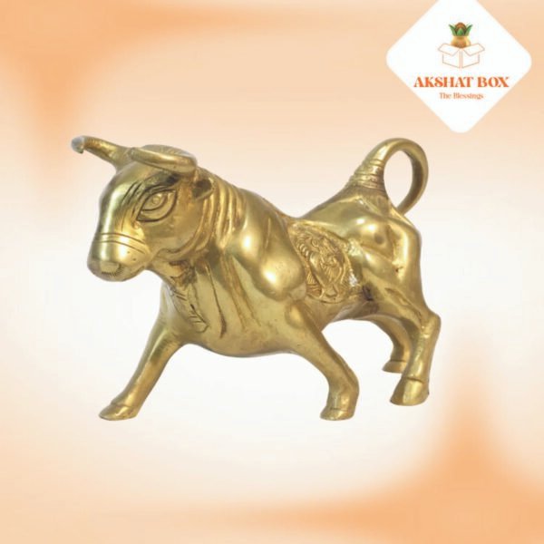ANTIQUE BRASS BULL STATUE  FOR HOME /FENG SHUI  H-4"