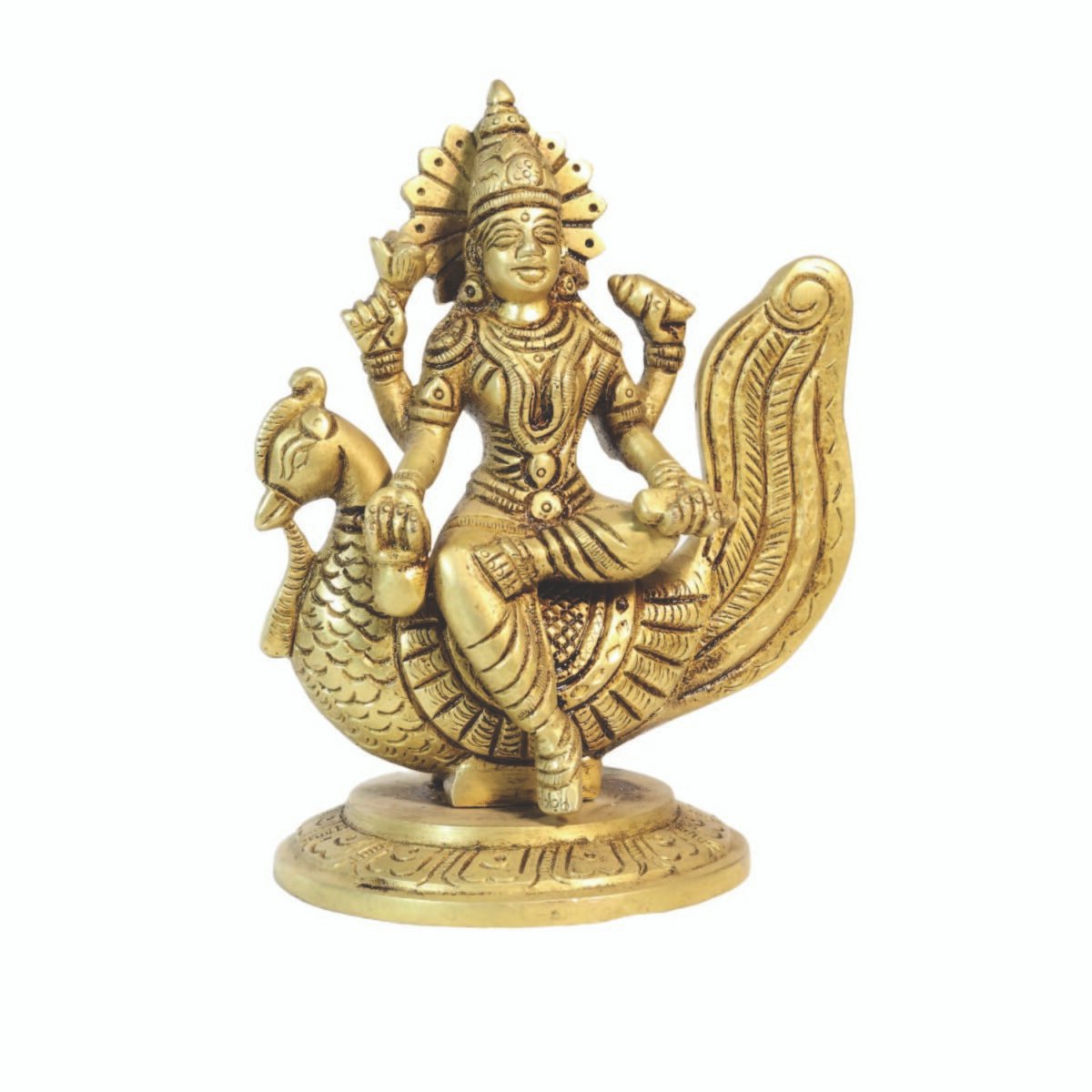 Brass Swarswati  Idol With Hans - Image 2