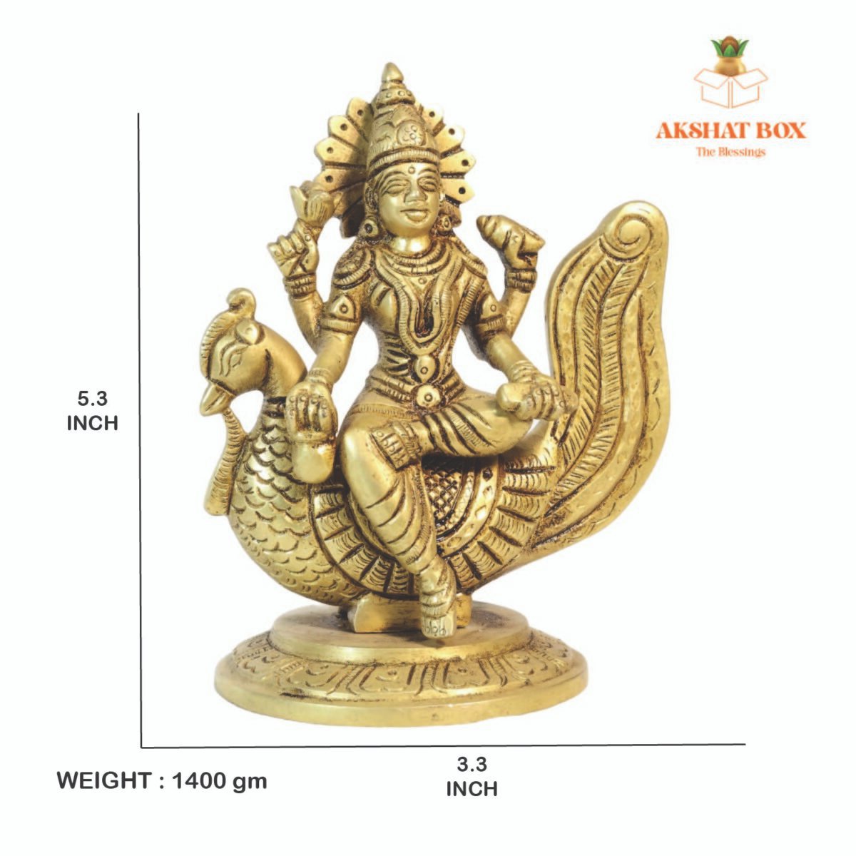 Brass Swarswati  Idol With Hans - Image 3