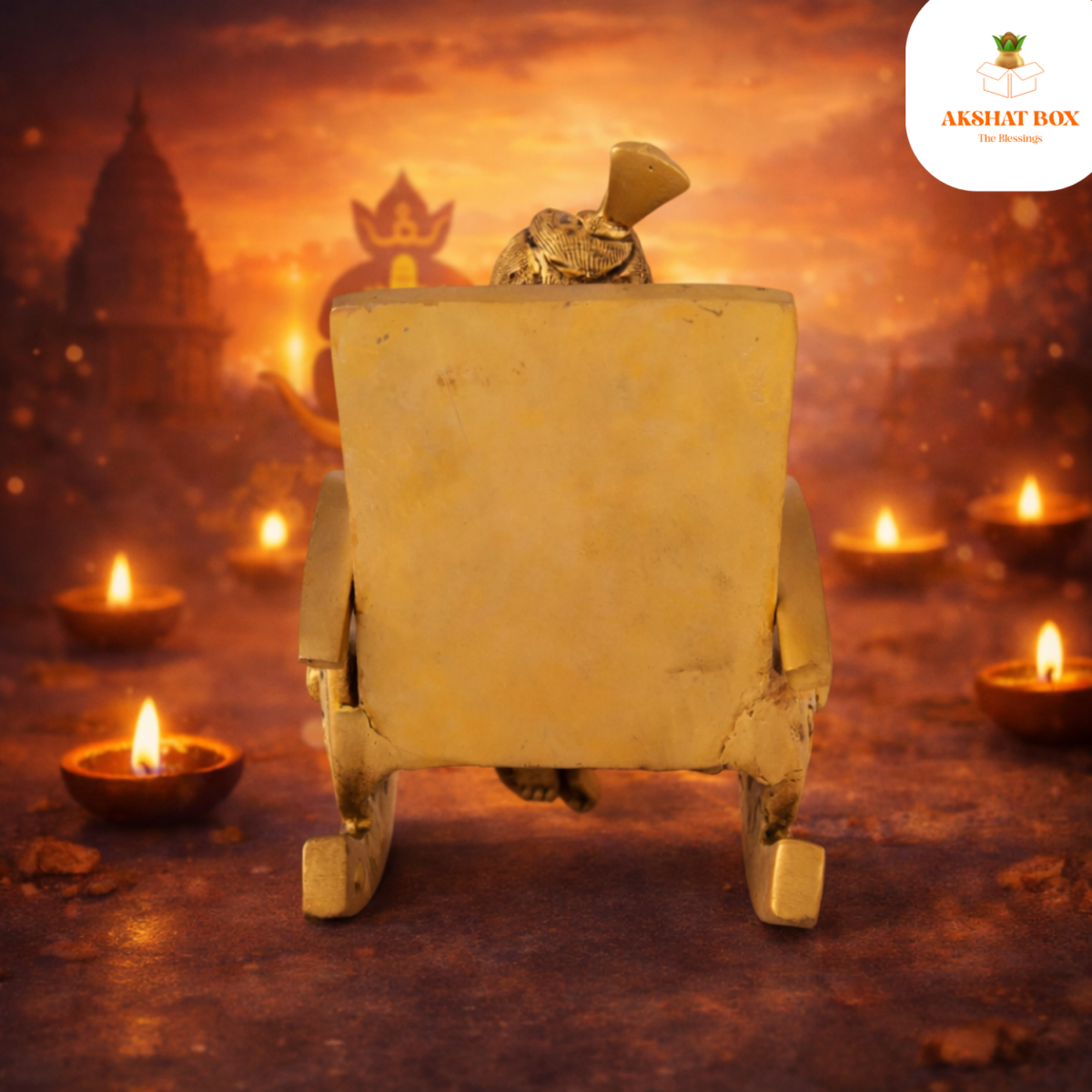 Brass Gnesha on Rolling Chair - Image 3