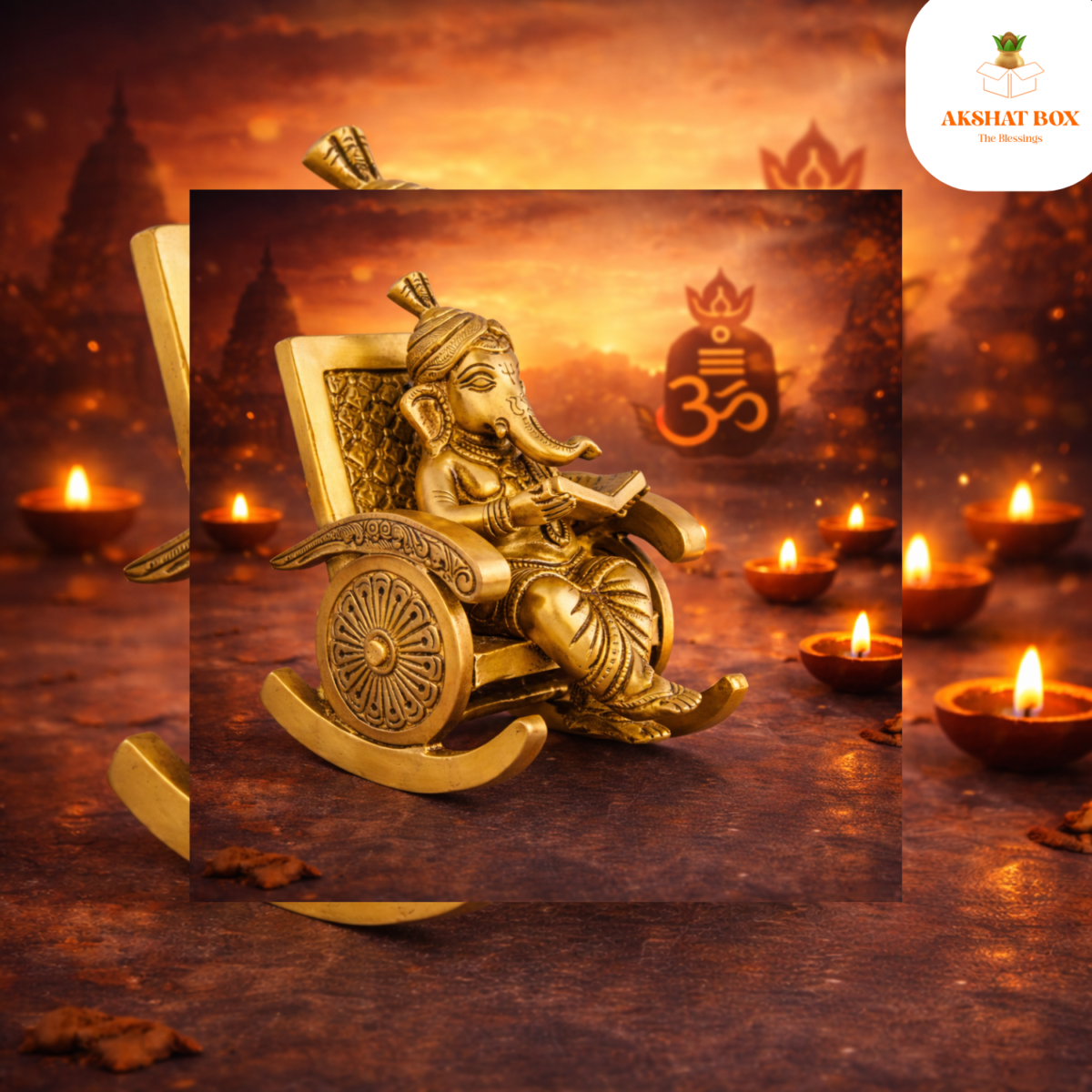 Brass Gnesha on Rolling Chair - Image 4