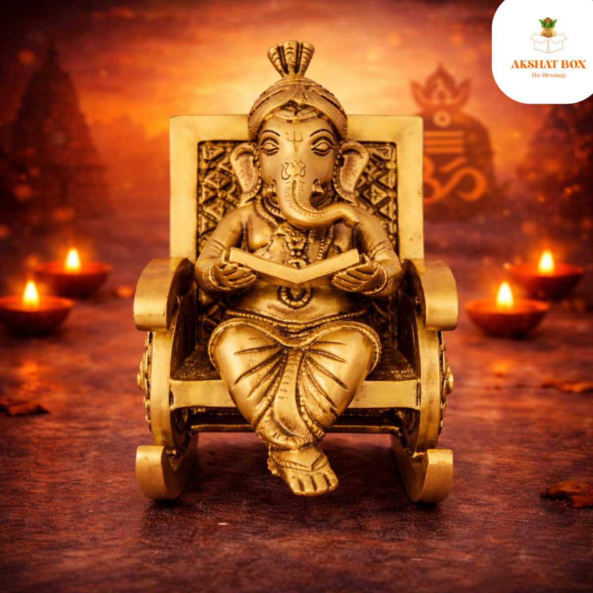 Brass Gnesha on Rolling Chair - Image 5